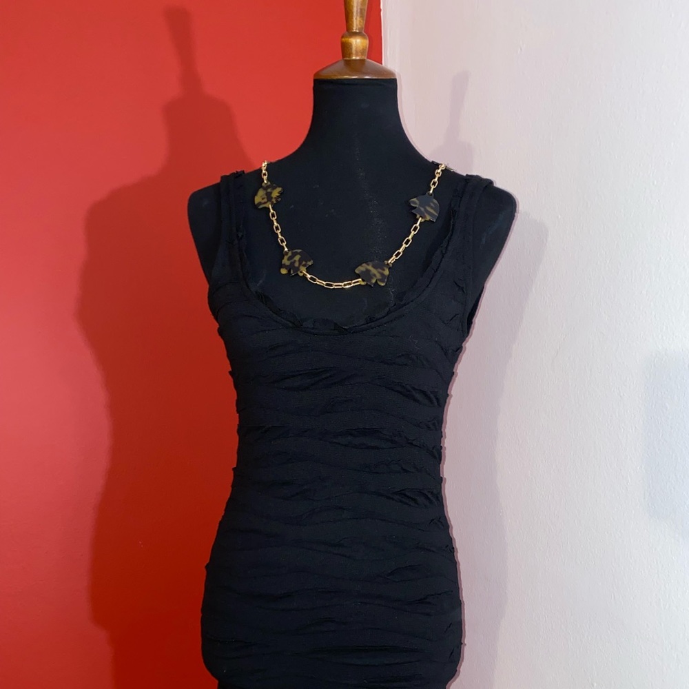 Zara black ruched patterned bodycon dress